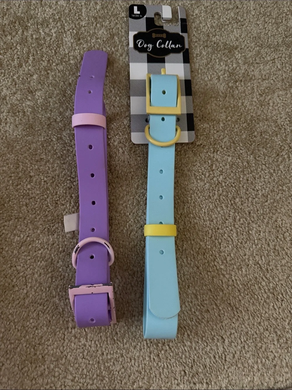 Dog Collars size large - Pastel Purple and Pastel Blue